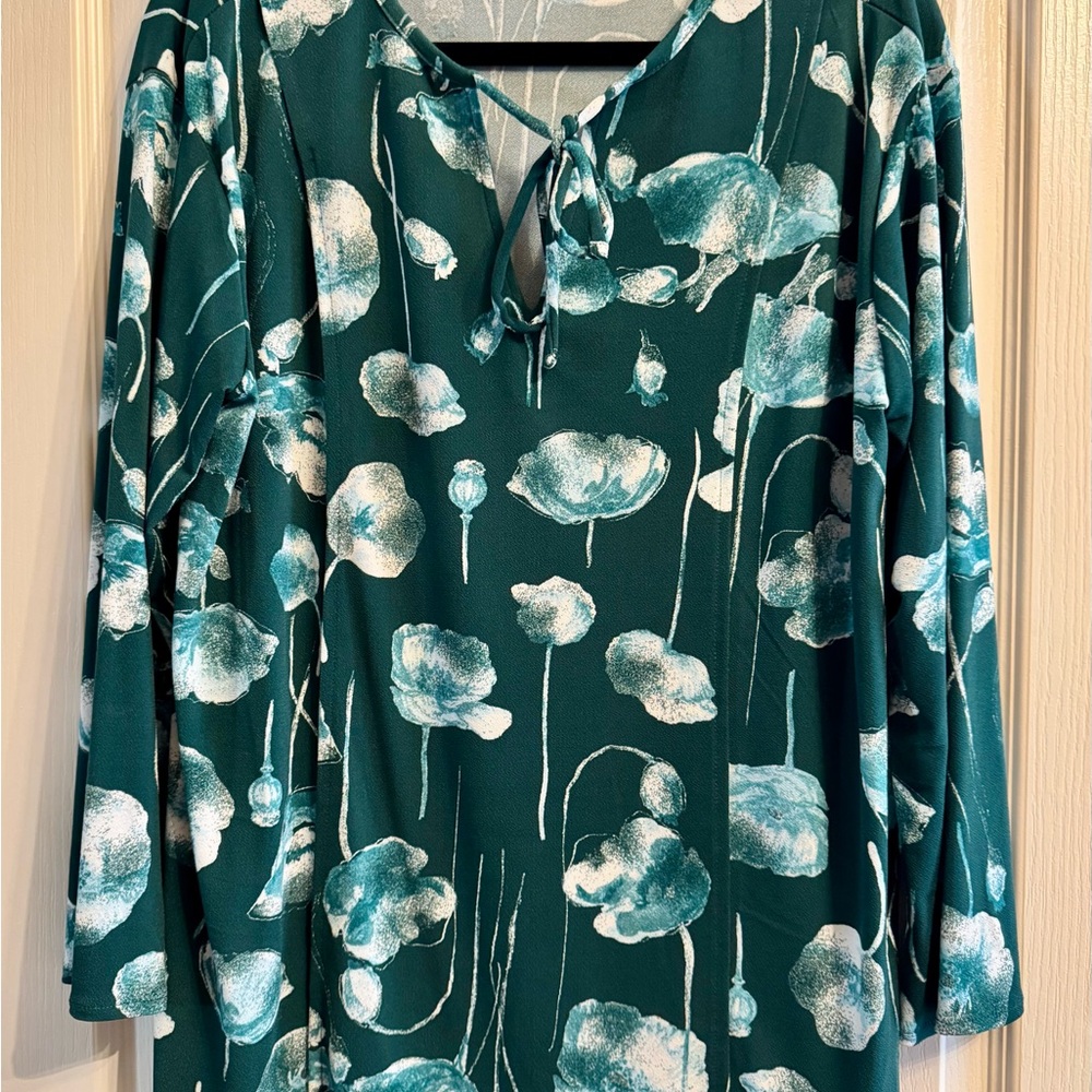 Alfani Teal Floral Blouse